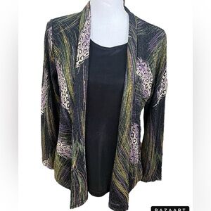 🔥🔥jm collection cardigan w built in tank acetate polyester spandex Size PM